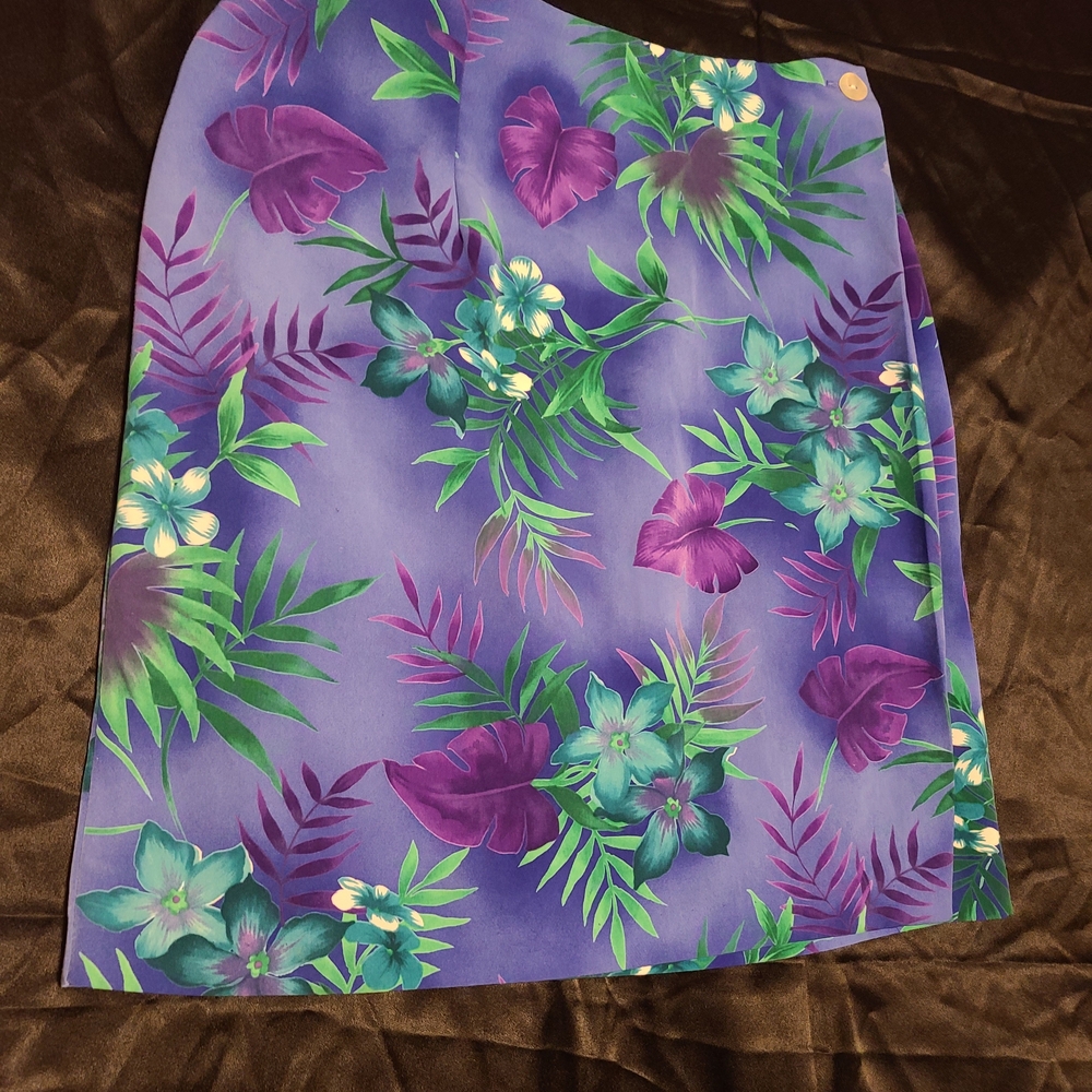 Dress Barn Tropical Purple and Green Sarong (WRAP SKIRT)